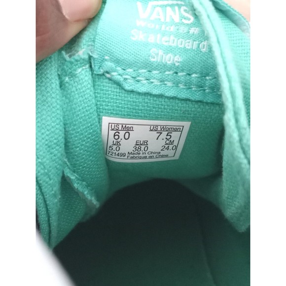 Vans Sk8 Womens 7.5 Sea Green Pink Hi Top Skate Shoes - Picture 8 of 11